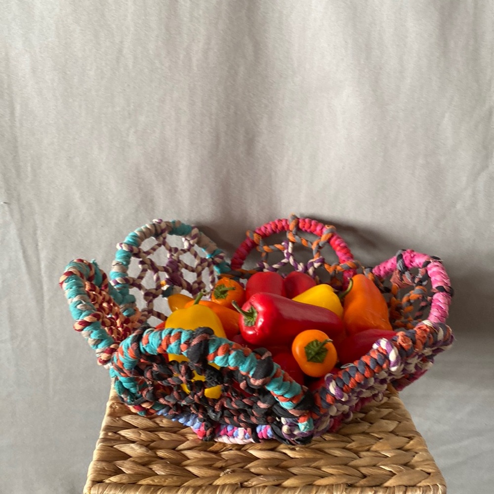 Handmade Fruit Vegetable Bowl. In Good Condition. Vibrant Colors. Bohemian.
